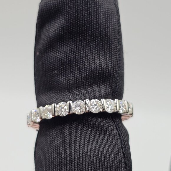 Sterling Silver 925 Rhodium Plated Moissanite Eternity Band 2.75mm Ring - Picture 7 of 12